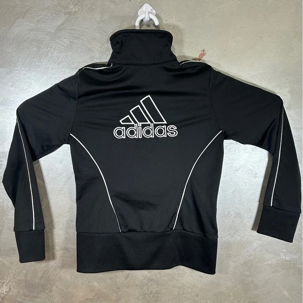 Adidas Kids Black Full Zip Track Jacket White Piping Size‎ Medium